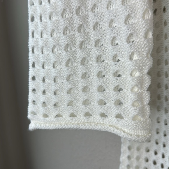 Women's Unbranded Off White Long Sleeve Open Knit Swim Coverup Dress Size Small - Picture 5 of 11